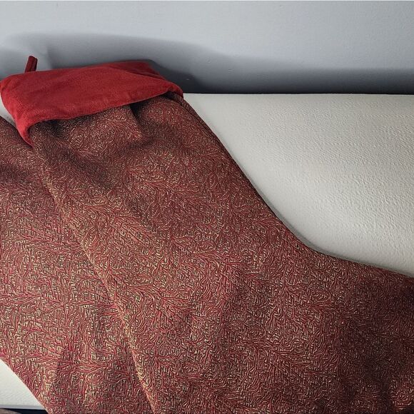 Christmas Stockings Red Quilted Velvet Velour Trim Paisley Stocking Kohls - Picture 1 of 5